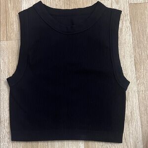 Aurola Black Sleeveless Ribbed Top